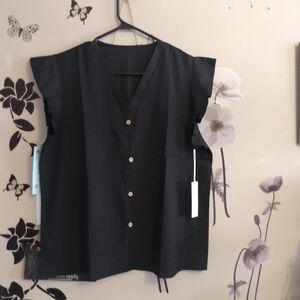 Black Button-Up Women's Top